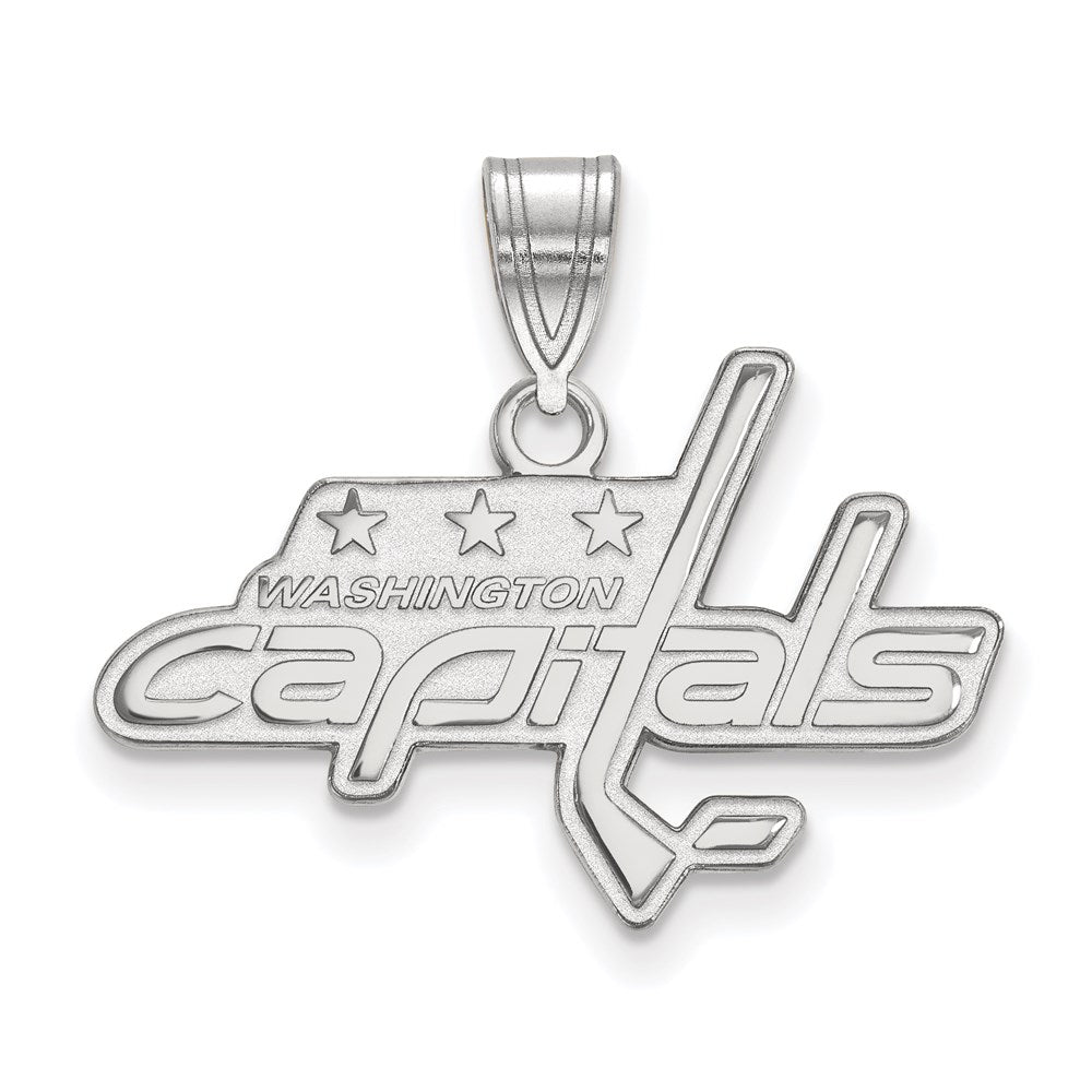 Sterling Silver Rhodium-plated NHL LogoArt Washington Capitals Medium Pendant