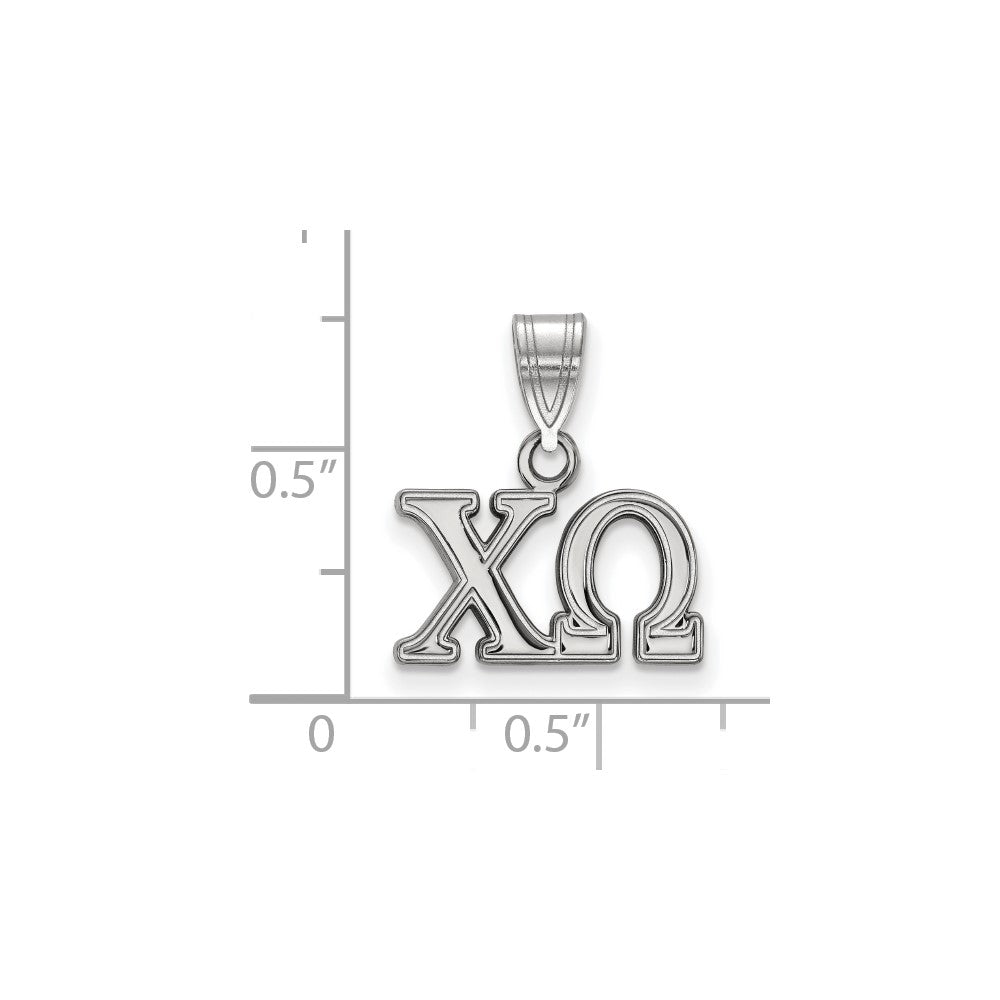 Sterling Silver Rhodium-plated LogoArt Chi Omega Sorority Greek Letters Medium Pendant