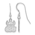 Sterling Silver Rhodium-plated LogoArt Cleveland State University Small Dangle Wire Earrings