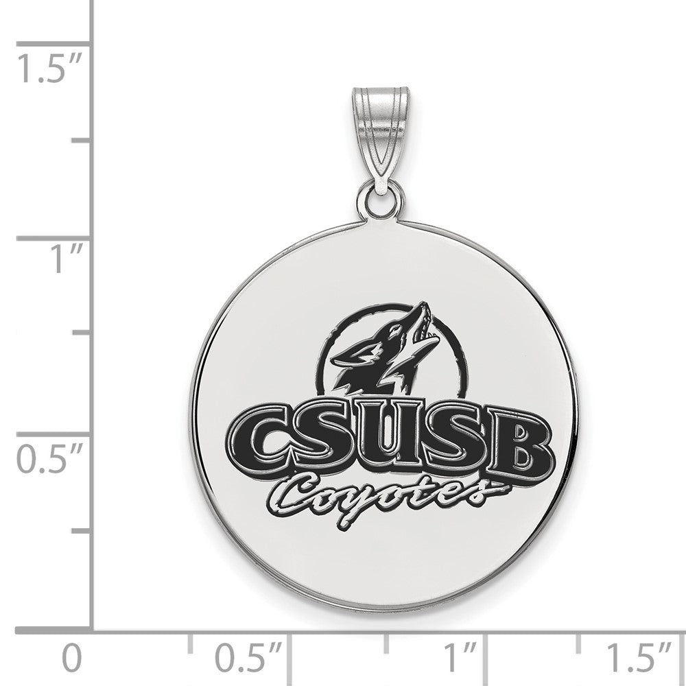 Sterling Silver Rhodium-plated LogoArt California State University San Bernardino Coyotes Extra Large Enameled Disc Pendant