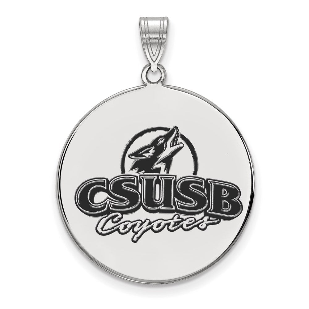 Sterling Silver Rhodium-plated LogoArt California State University San Bernardino Coyotes Extra Large Enameled Disc Pendant