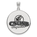 Sterling Silver Rhodium-plated LogoArt California State University San Bernardino Coyotes Extra Large Enameled Disc Pendant