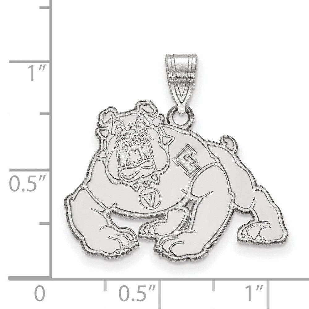 14k White Gold LogoArt California State University Fresno Bulldog Large Pendant
