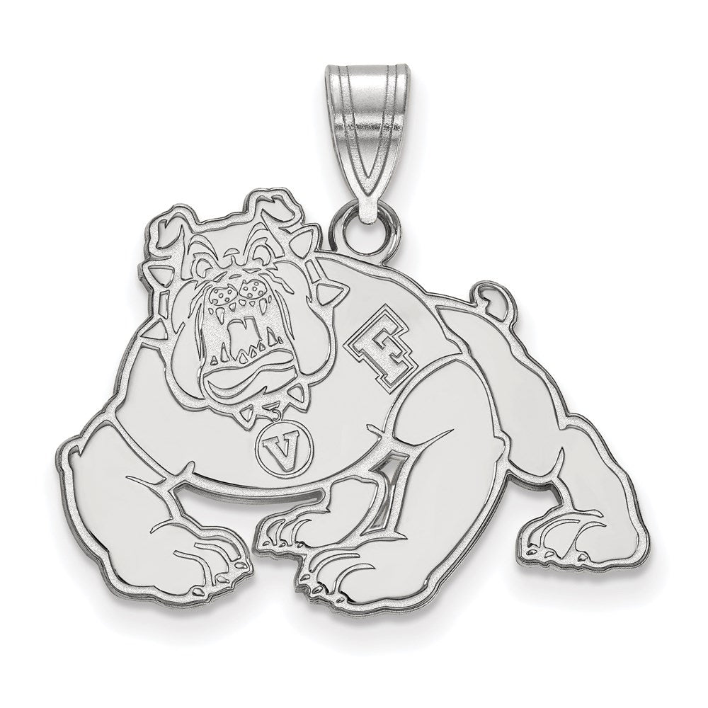 10k White Gold LogoArt California State University Fresno Bulldog Large Pendant