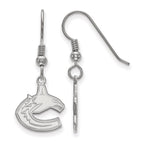 Sterling Silver Rhodium-plated NHL LogoArt Vancouver Canucks Small Dangle Earrings