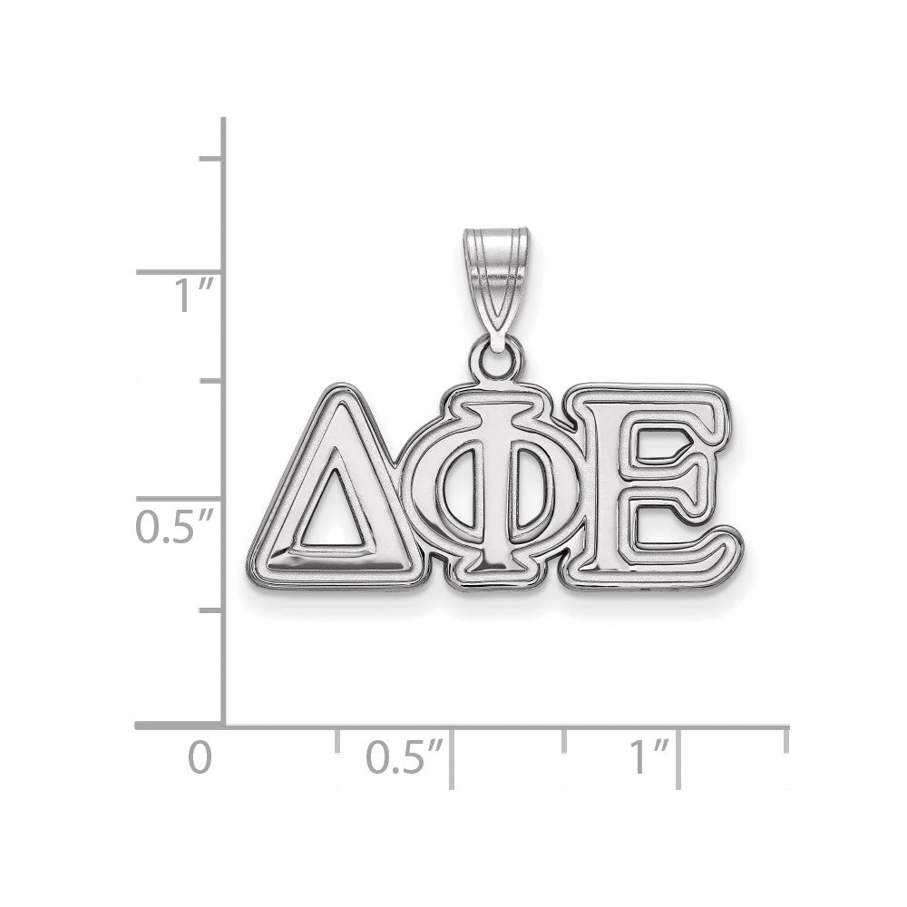 Sterling Silver Rhodium-plated LogoArt Delta Phi Epsilon Sorority Greek Letters Medium Pendant