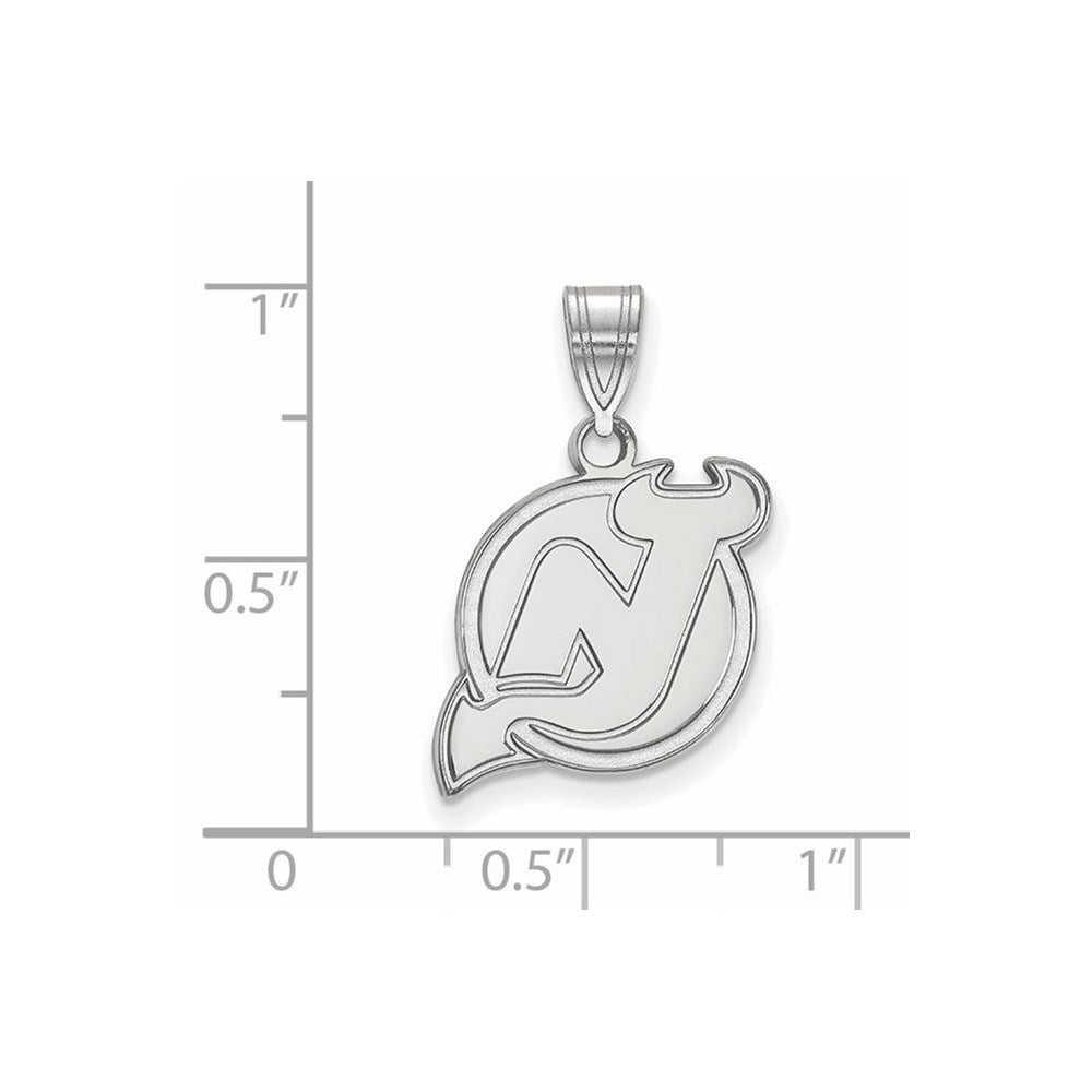 Sterling Silver Rhodium-plated NHL LogoArt New Jersey Devils Medium Pendant