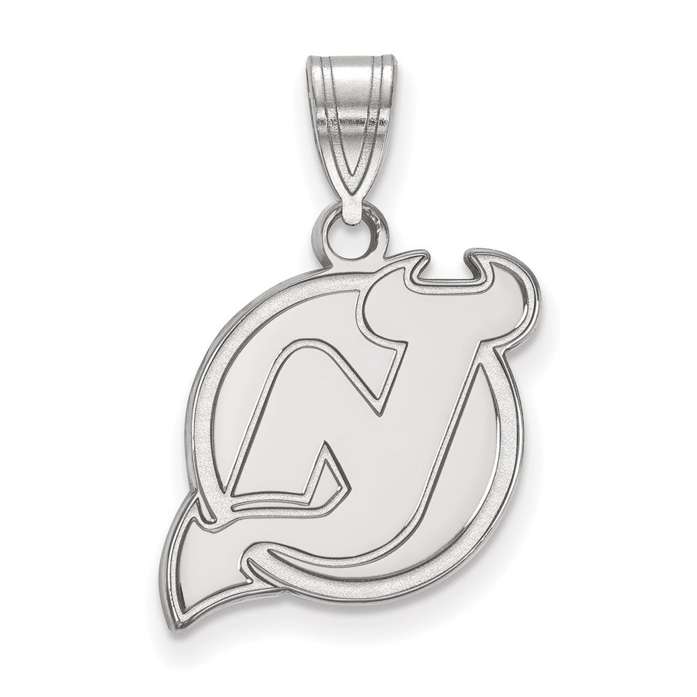 10k White Gold NHL LogoArt New Jersey Devils Medium Pendant