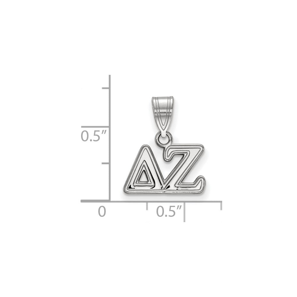 Sterling Silver Rhodium-plated LogoArt Delta Zeta Sorority Greek Letters Medium Pendant