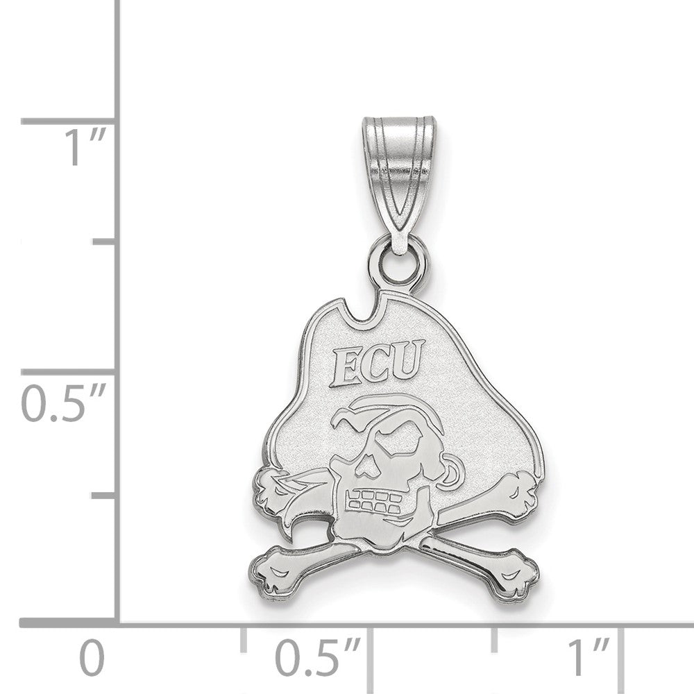 10k White Gold LogoArt East Carolina University Pirate Medium Pendant
