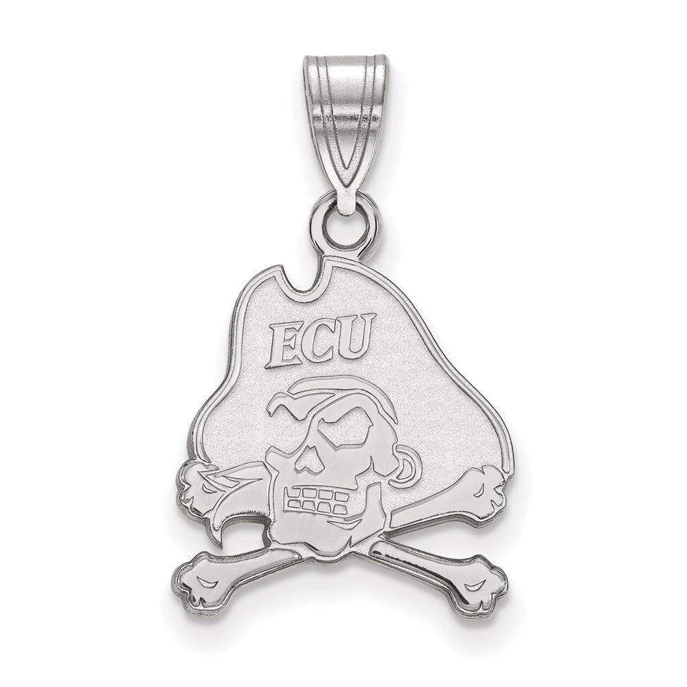Sterling Silver Rhodium-plated LogoArt East Carolina University Pirate Medium Pendant