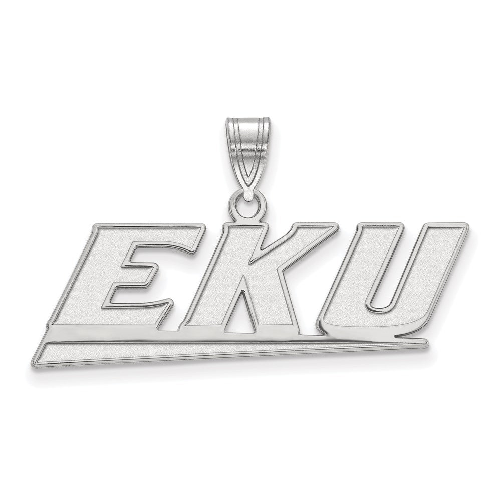 14k White Gold LogoArt Eastern Kentucky University E-K-U Medium Pendant