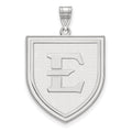 Sterling Silver Rhodium-plated LogoArt East Tennessee State University Letter E Shield Extra Large Pendant