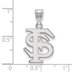 Sterling Silver Rhodium-plated LogoArt Florida State University F-S Medium Pendant