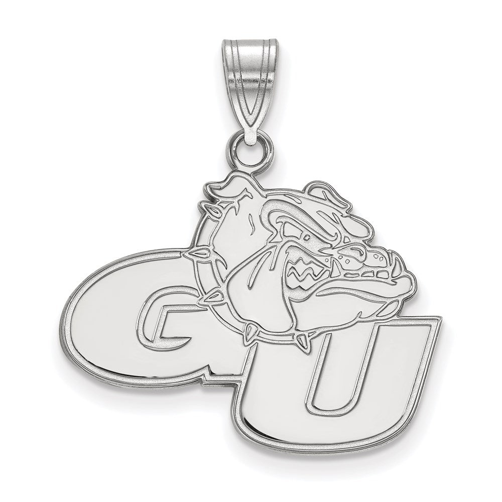 14k White Gold LogoArt Gonzaga University G-U Bulldog Large Pendant