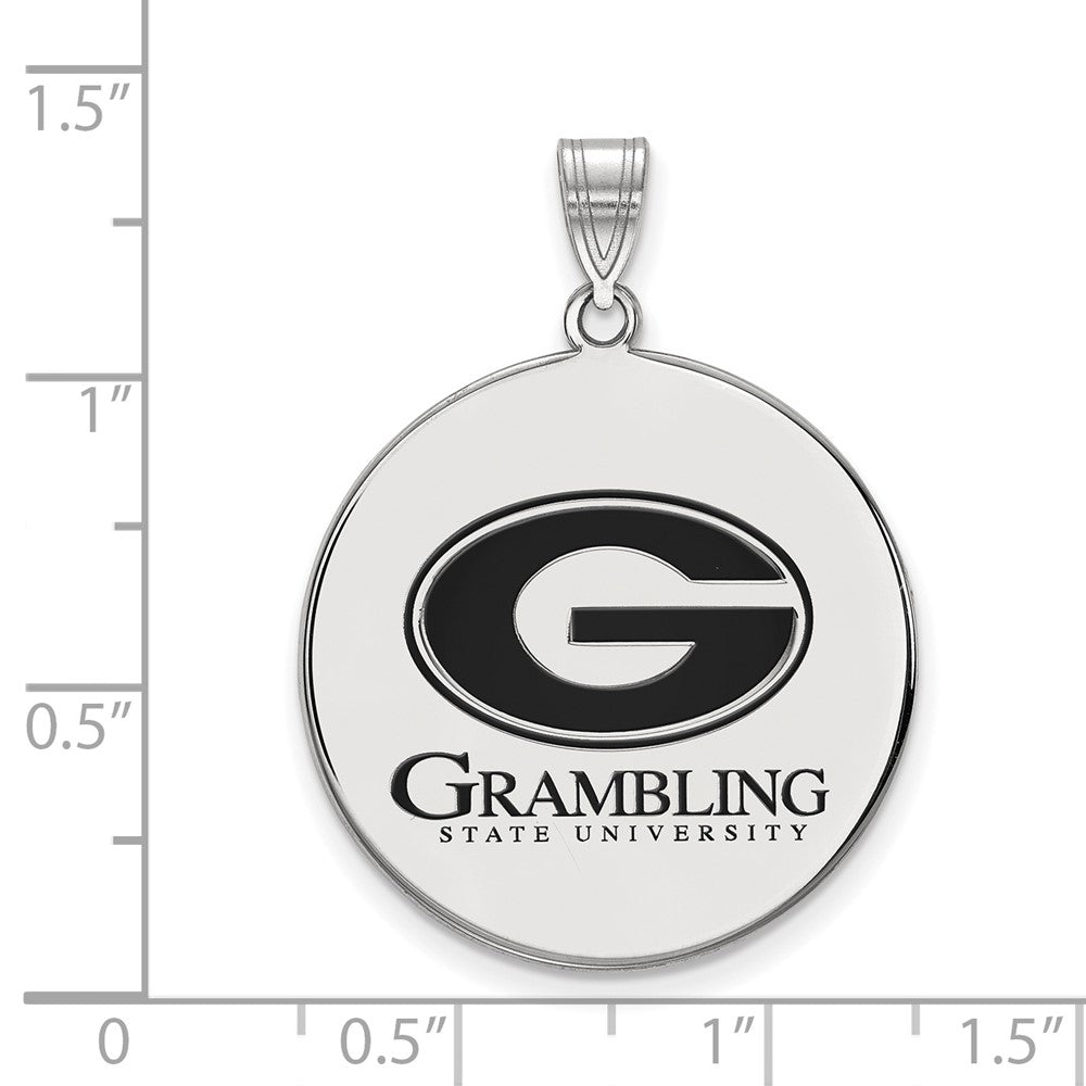 Sterling Silver Rhodium-plated LogoArt Grambling State University Extra Large Enameled Disc Pendant