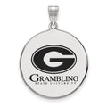 Sterling Silver Rhodium-plated LogoArt Grambling State University Extra Large Enameled Disc Pendant