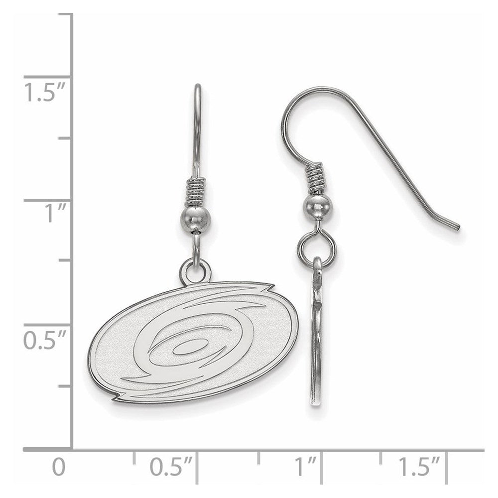 Sterling Silver Rhodium-plated NHL LogoArt Carolina Hurricanes Small Dangle Earrings