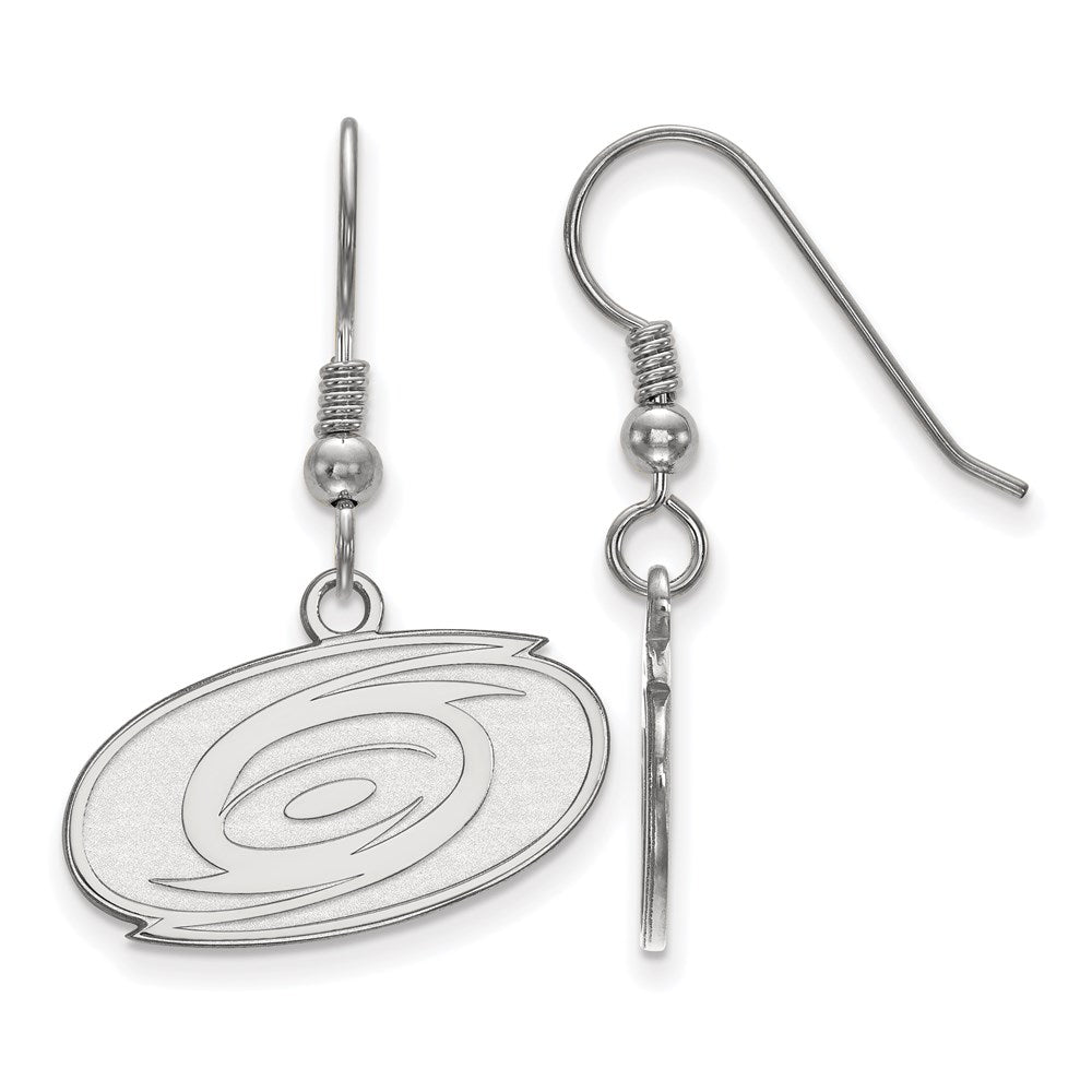 Sterling Silver Rhodium-plated NHL LogoArt Carolina Hurricanes Small Dangle Earrings