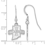 Sterling Silver Rhodium-plated LogoArt Indiana State University Sycamores Small Dangle Wire Earrings