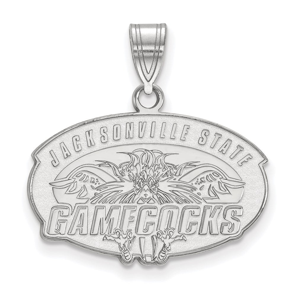 Sterling Silver Rhodium-plated LogoArt Jacksonville State University Medium Pendant