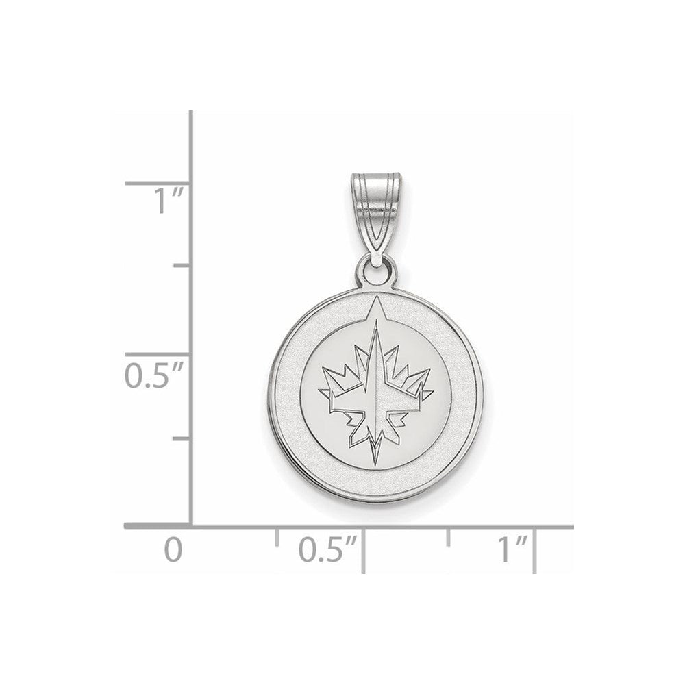 Sterling Silver Rhodium-plated NHL LogoArt Winnipeg Jets Medium Pendant