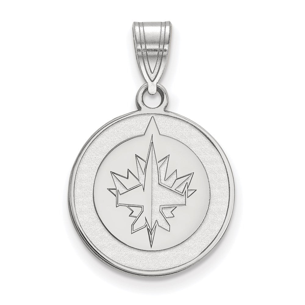 Sterling Silver Rhodium-plated NHL LogoArt Winnipeg Jets Medium Pendant