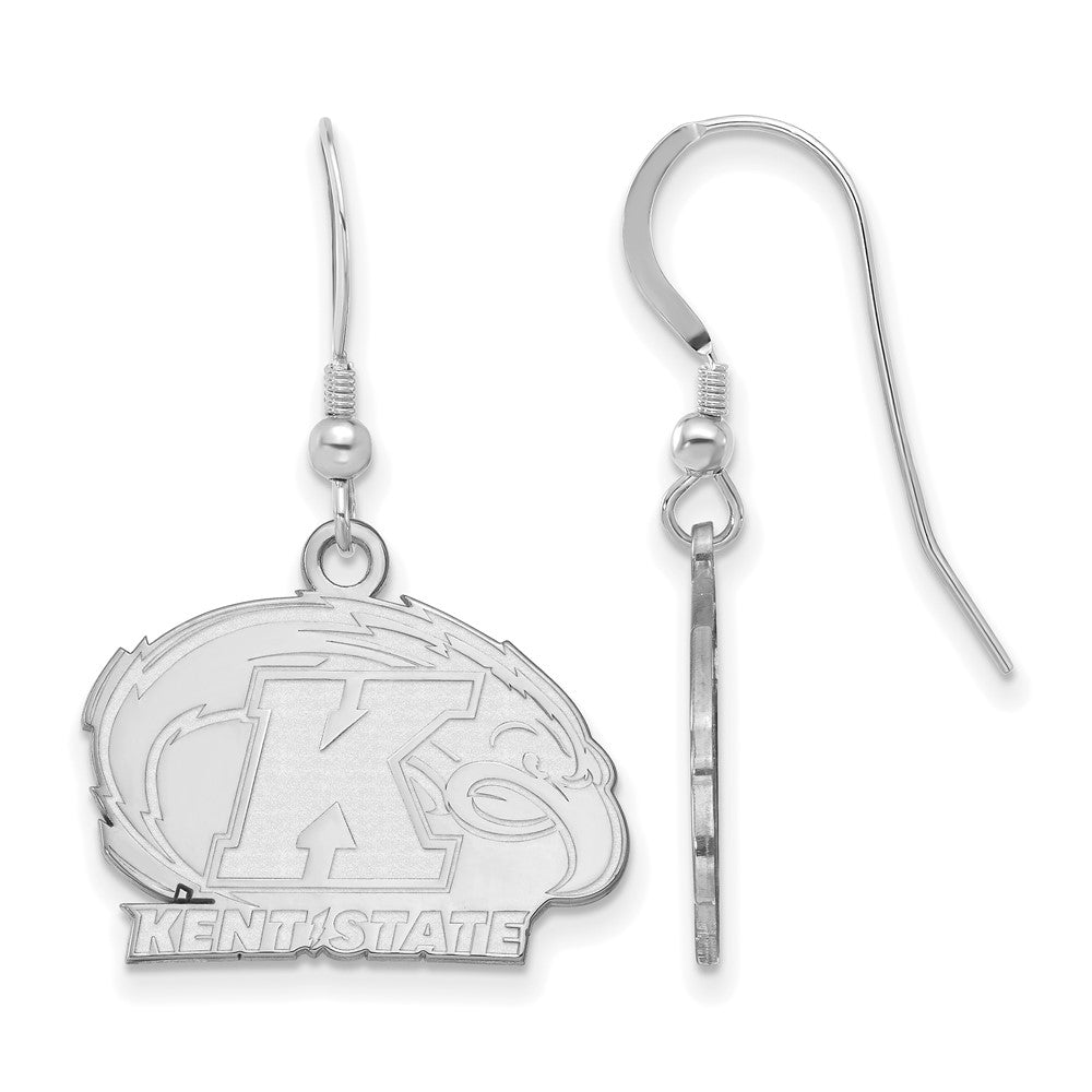 Sterling Silver Rhodium-plated LogoArt Kent State University Small Dangle Wire Earrings