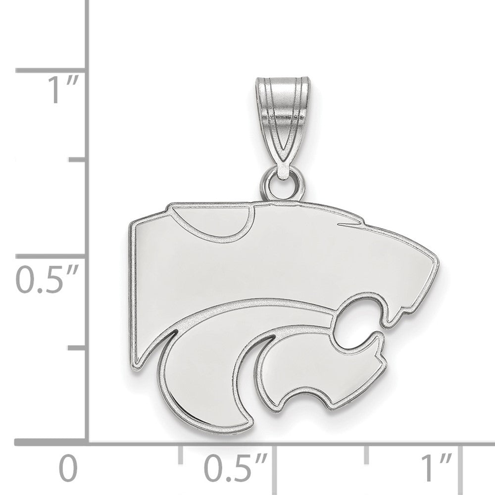 Sterling Silver Rhodium-plated LogoArt Kansas State University Wildcat Medium Pendant