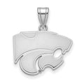 Sterling Silver Rhodium-plated LogoArt Kansas State University Wildcat Medium Pendant