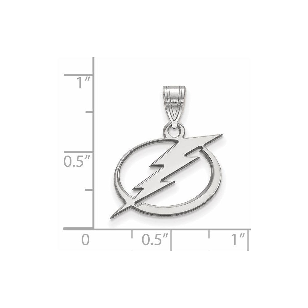 Sterling Silver Rhodium-plated NHL LogoArt Tampa Bay Lightning Medium Pendant