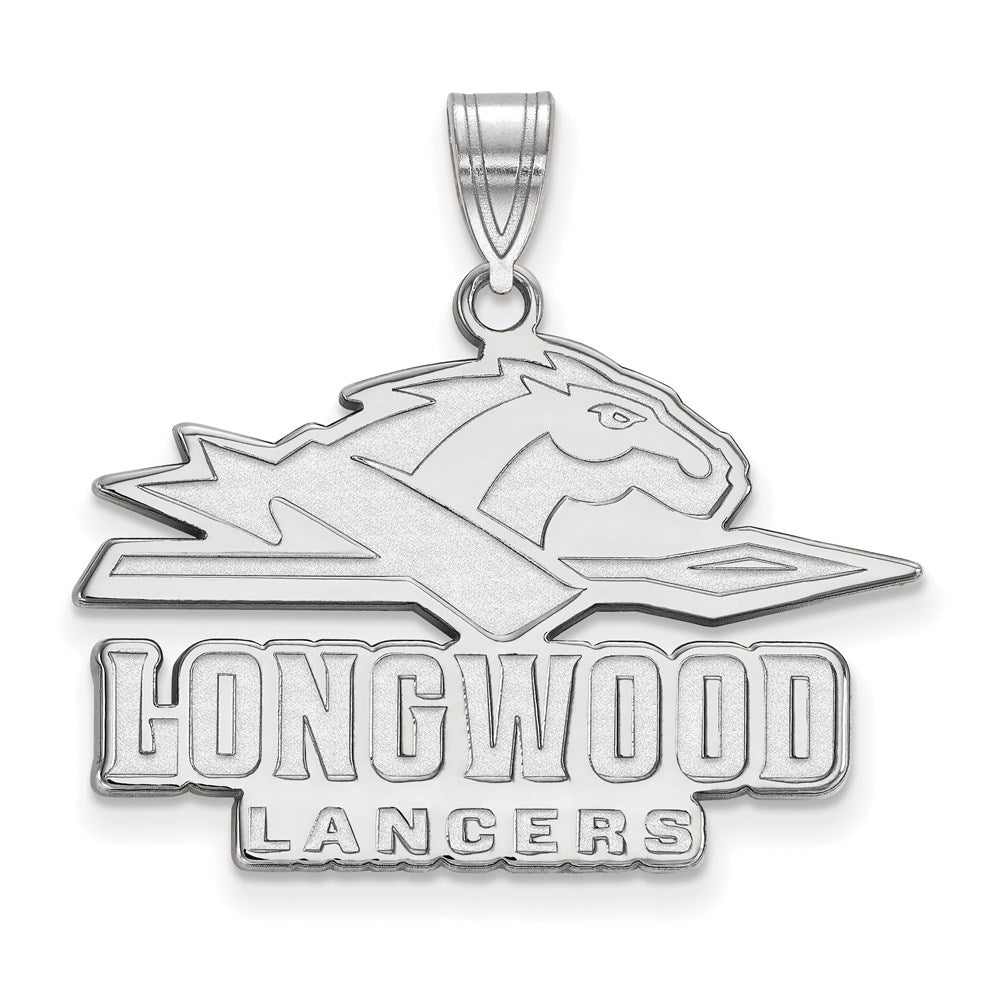 Sterling Silver Rhodium-plated LogoArt Longwood University Lancers Large Pendant