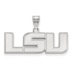 Sterling Silver Rhodium-plated LogoArt Louisiana State University L-S-U Medium Pendant