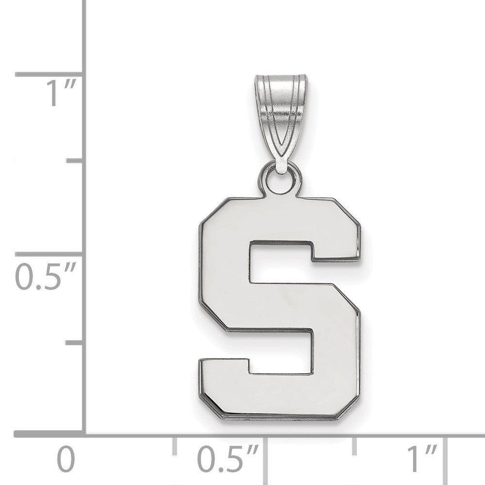 14k White Gold LogoArt Michigan State University Letter S Medium Pendant