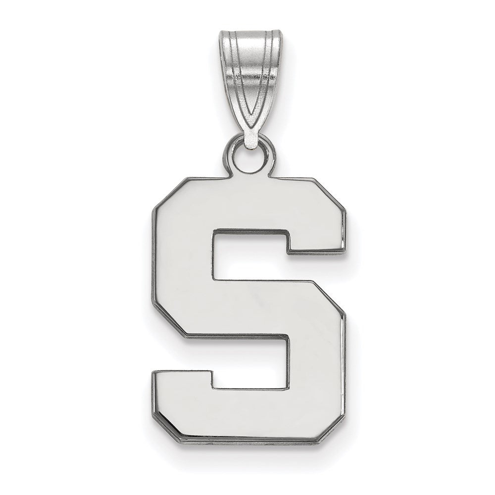 14k White Gold LogoArt Michigan State University Letter S Medium Pendant
