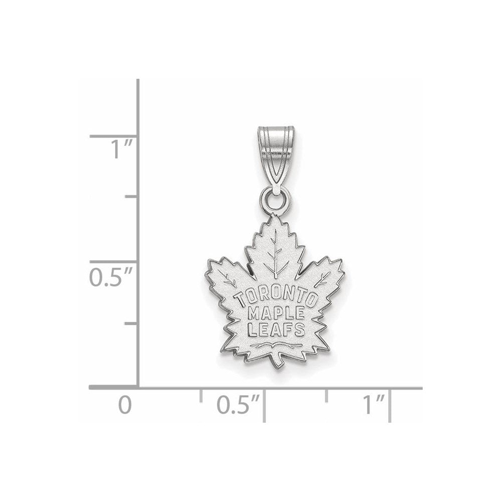 Sterling Silver Rhodium-plated NHL LogoArt Toronto Maple Leafs Medium Pendant