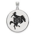 Sterling Silver Rhodium-plated LogoArt McNeese State University Extra Large Enameled Disc Pendant