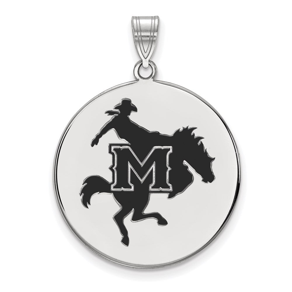 Sterling Silver Rhodium-plated LogoArt McNeese State University Extra Large Enameled Disc Pendant