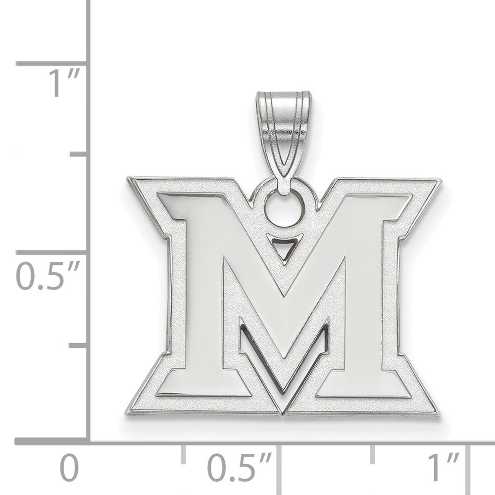 14k White Gold LogoArt Miami University Ohio Letter M Medium Pendant