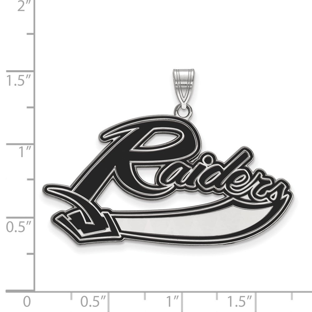 Sterling Silver Rhodium-plated LogoArt Mt Union College Raiders Extra Large Enameled Pendant