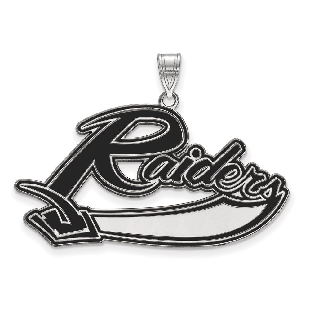 Sterling Silver Rhodium-plated LogoArt Mt Union College Raiders Extra Large Enameled Pendant