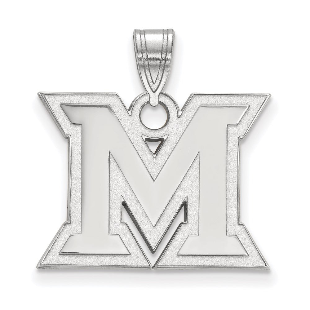 Sterling Silver Rhodium-plated LogoArt Miami University Ohio Letter M Medium Pendant
