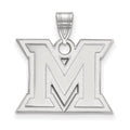 Sterling Silver Rhodium-plated LogoArt Miami University Ohio Letter M Medium Pendant