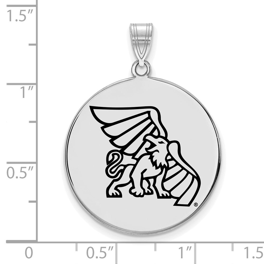 Sterling Silver Rhodium-plated LogoArt Missouri Western State University Griffon Extra Large Enameled Disc Pendant