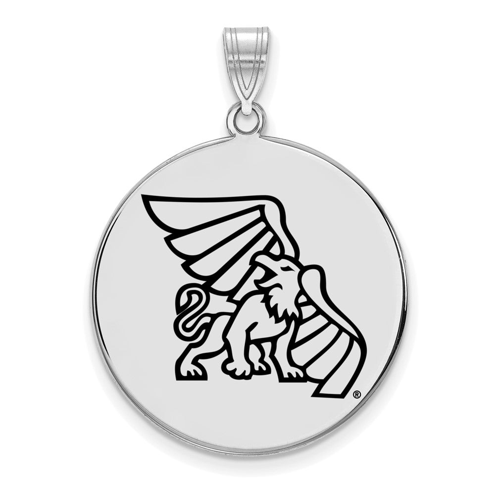Sterling Silver Rhodium-plated LogoArt Missouri Western State University Griffon Extra Large Enameled Disc Pendant