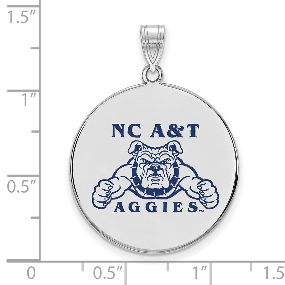 Sterling Silver Rhodium-plated LogoArt North Carolina A and T Aggies Extra Large Enameled Disc Pendant