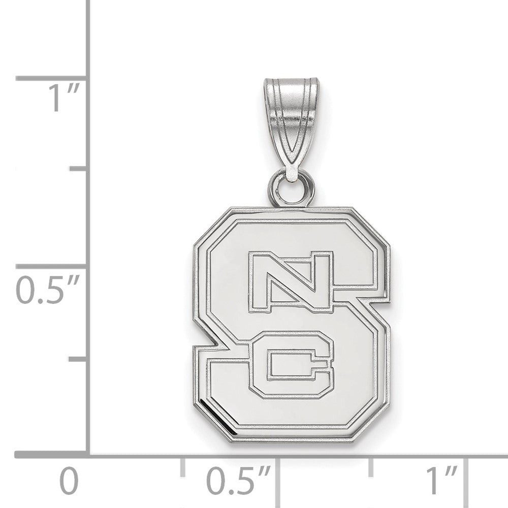Sterling Silver Rhodium-plated LogoArt North Carolina State University N-C-S Medium Pendant