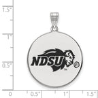 Sterling Silver Rhodium-plated LogoArt North Dakota State University Extra Large Enameled Disc Pendant