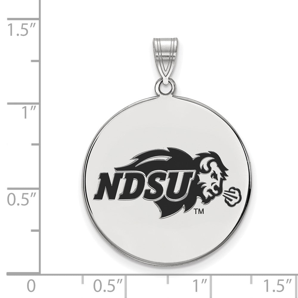 Sterling Silver Rhodium-plated LogoArt North Dakota State University Extra Large Enameled Disc Pendant