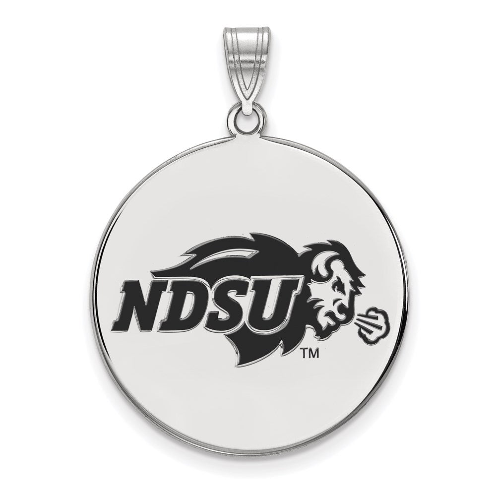 Sterling Silver Rhodium-plated LogoArt North Dakota State University Extra Large Enameled Disc Pendant
